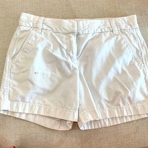 These are white jean shorts.